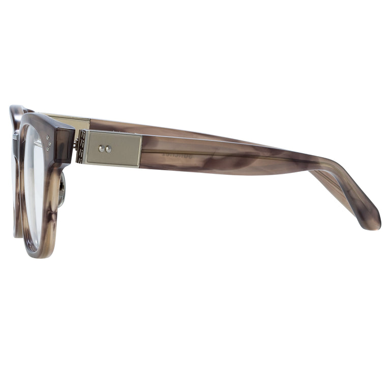 Linda Farrow Sanchez Optical D-Frame in Gray Horn (Asian Fit) AC 52