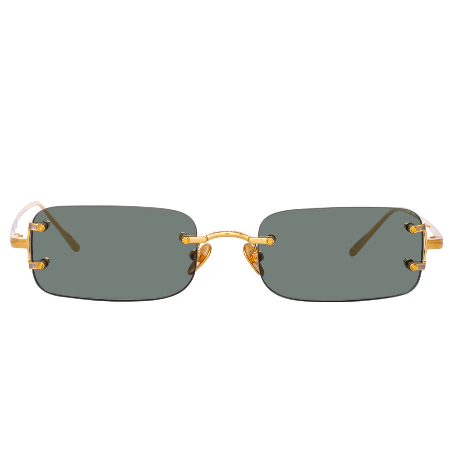 Linda Farrow Men's Taylor Rectangular Sunglasses in Yellow Gold and Green C9 3