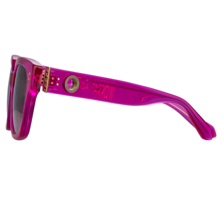 Linda Farrow Deni D-Frame Sunglasses in Fuchsia C6 54