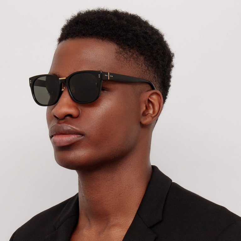 Linda Farrow Cedric A Rectangular Sunglasses in Black and Grey AC 50