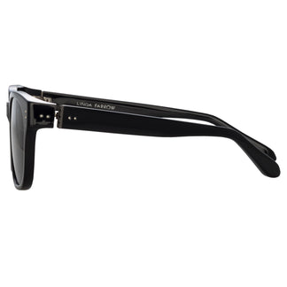 Linda Farrow Cedric Rectangular Sunglasses in Black and Nickel C1 50