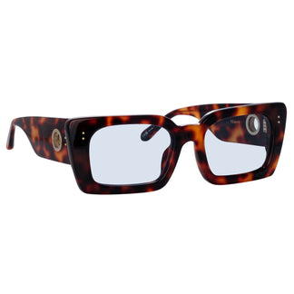 Linda Farrow Nieve Rectangular Sunglasses in Tortoiseshell and Blue C6 5