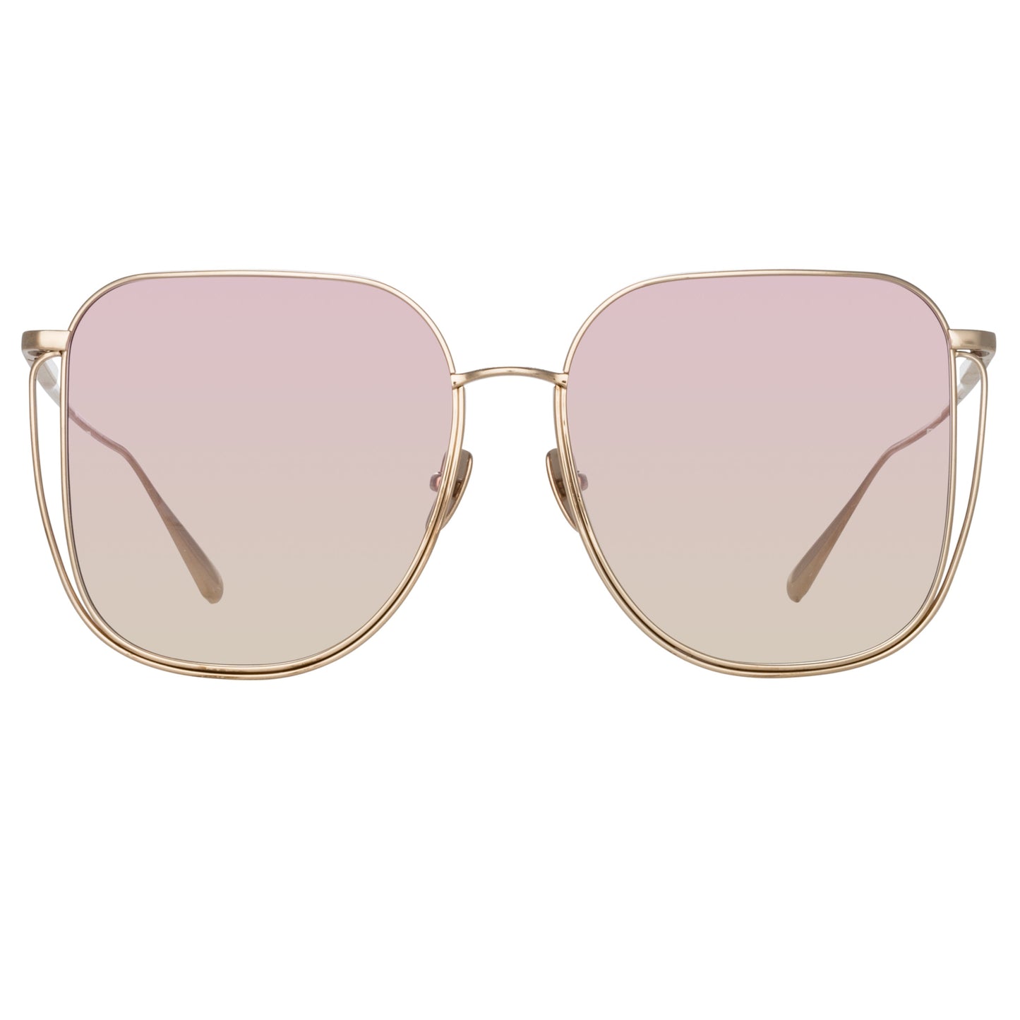 Linda Farrow Camry Oversized Sunglasses in Light Gold and Lilac C4 63