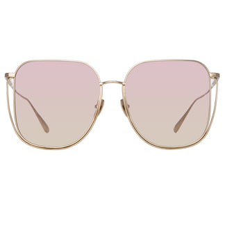 Linda Farrow Camry Oversized Sunglasses in Light Gold and Lilac C4 63