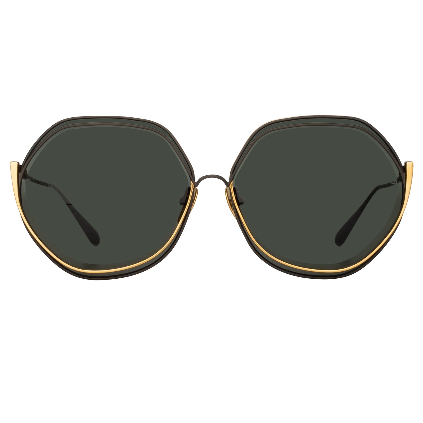 Linda Farrow Aspen Hexagon Sunglasses in Matt Nickel C7