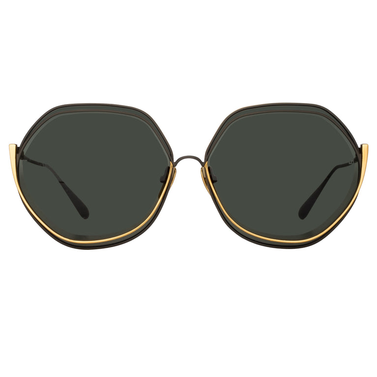 Linda Farrow Aspen Hexagon Sunglasses in Matt Nickel C7
