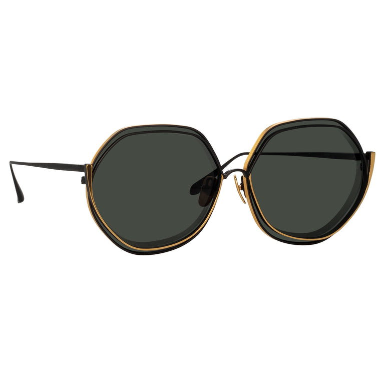 Linda Farrow Aspen Hexagon Sunglasses in Matt Nickel C7