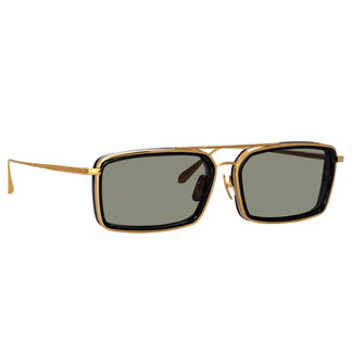 Linda Farrow Cassia Rectangular Sunglasses in Yellow Gold C1 63