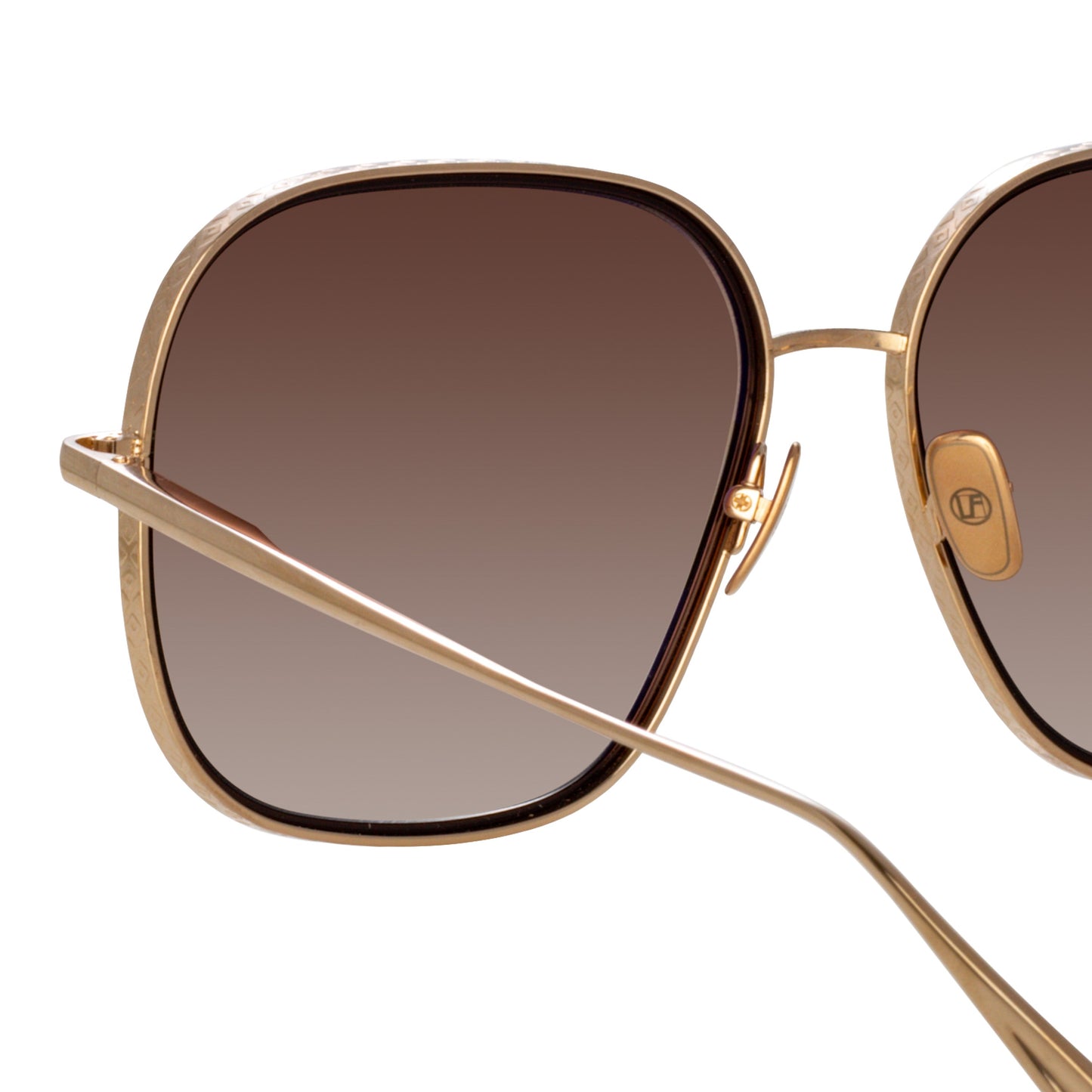 Linda Farrow Juliana Oversized Sunglasses in Light Gold C3 63