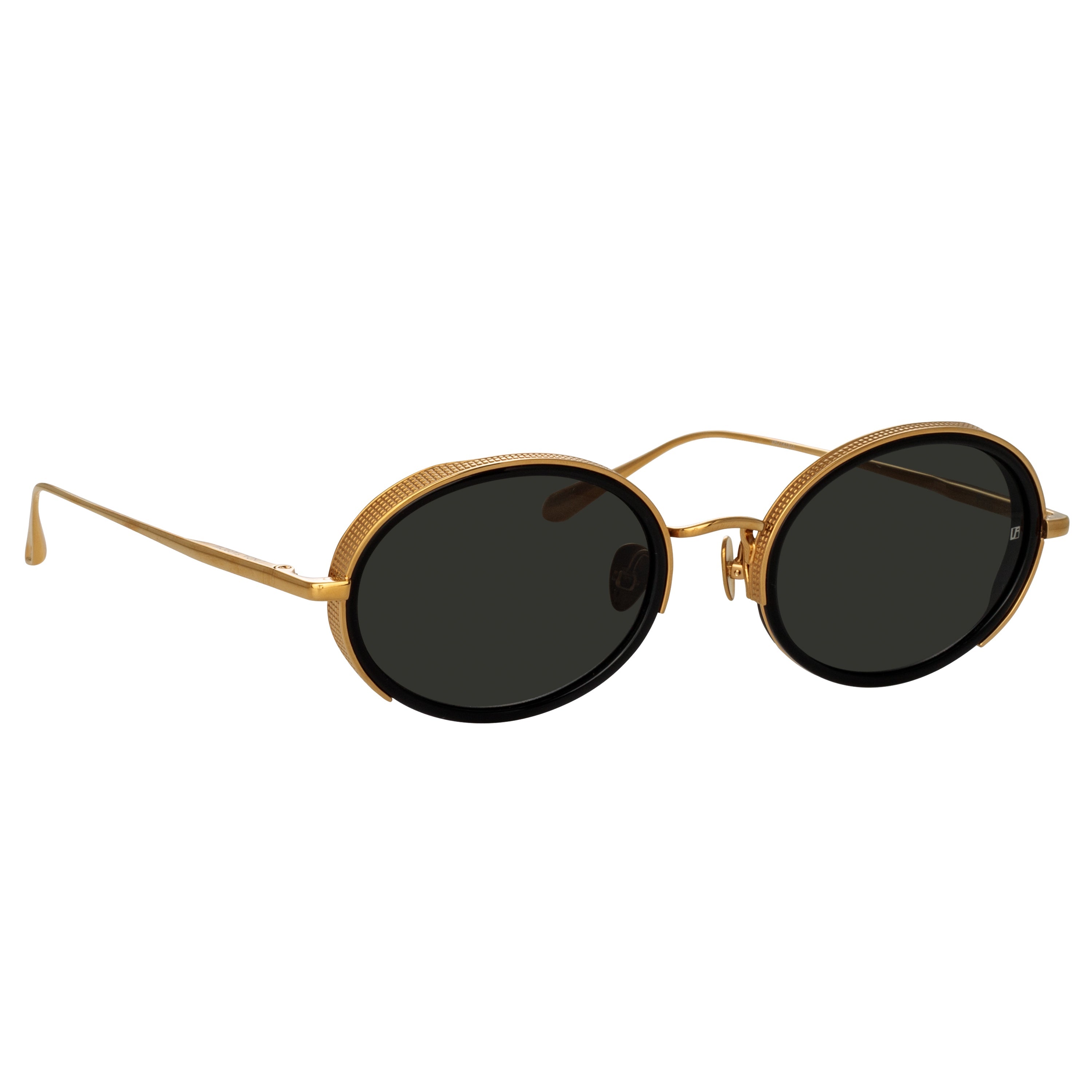 Linda Farrow Finn Oval Sunglasses in Yellow Gold C1 | Bassol