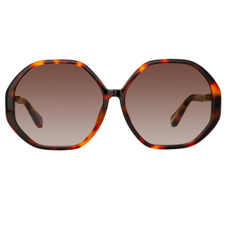 Linda Farrow Paloma Hexagon Sunglasses in Tortoiseshell C2 61