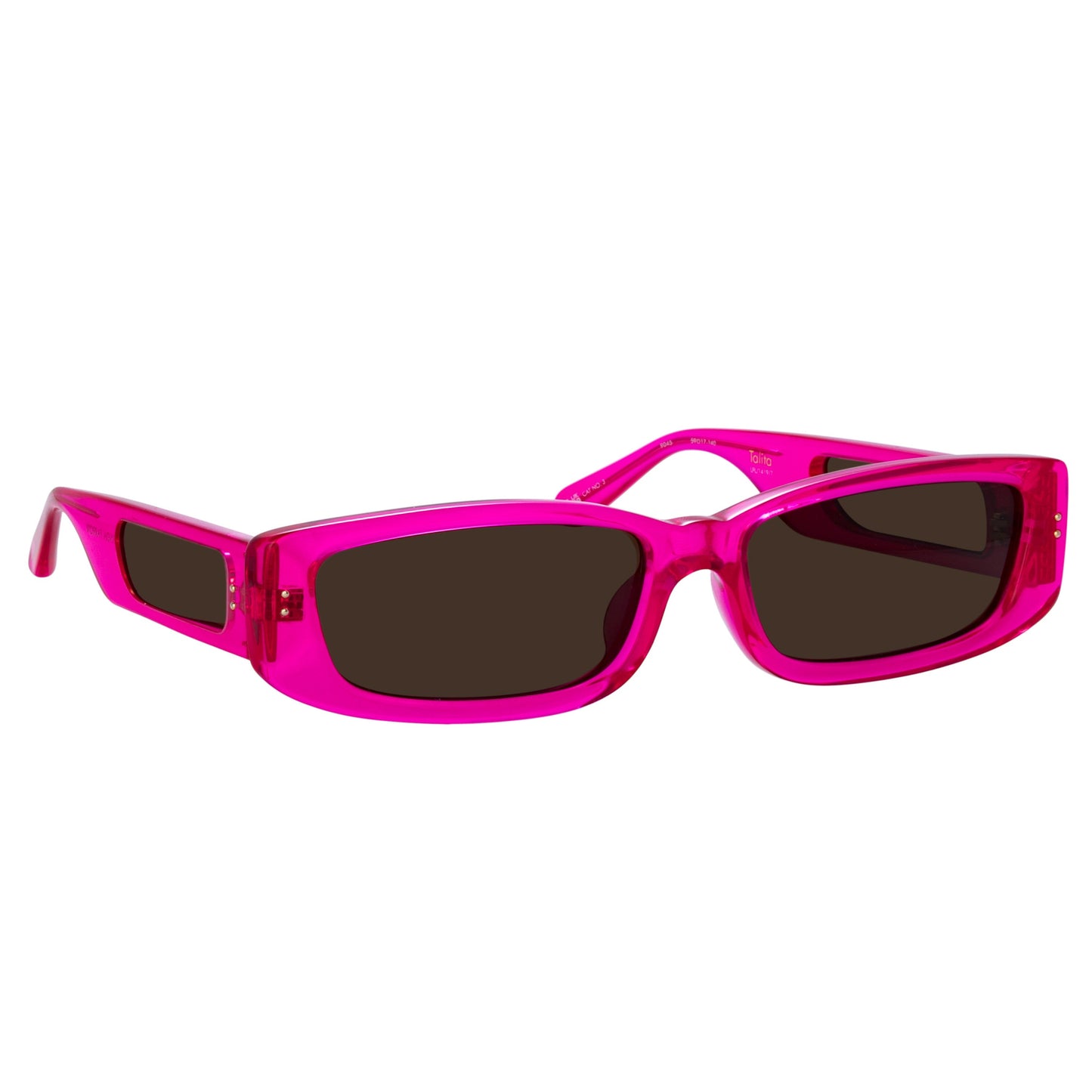 Linda Farrow Talita Rectangular Sunglasses in Neon Pink C7 59