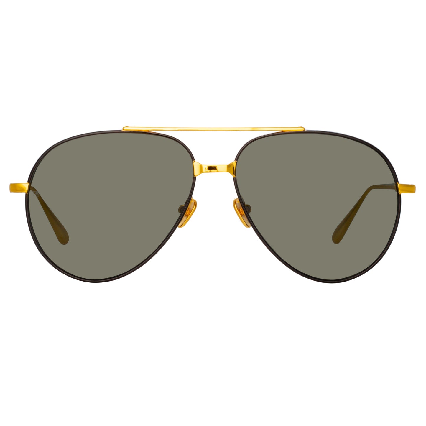 Linda Farrow Marcelo Aviator Sunglasses in Black and Yellow Gold C1 61