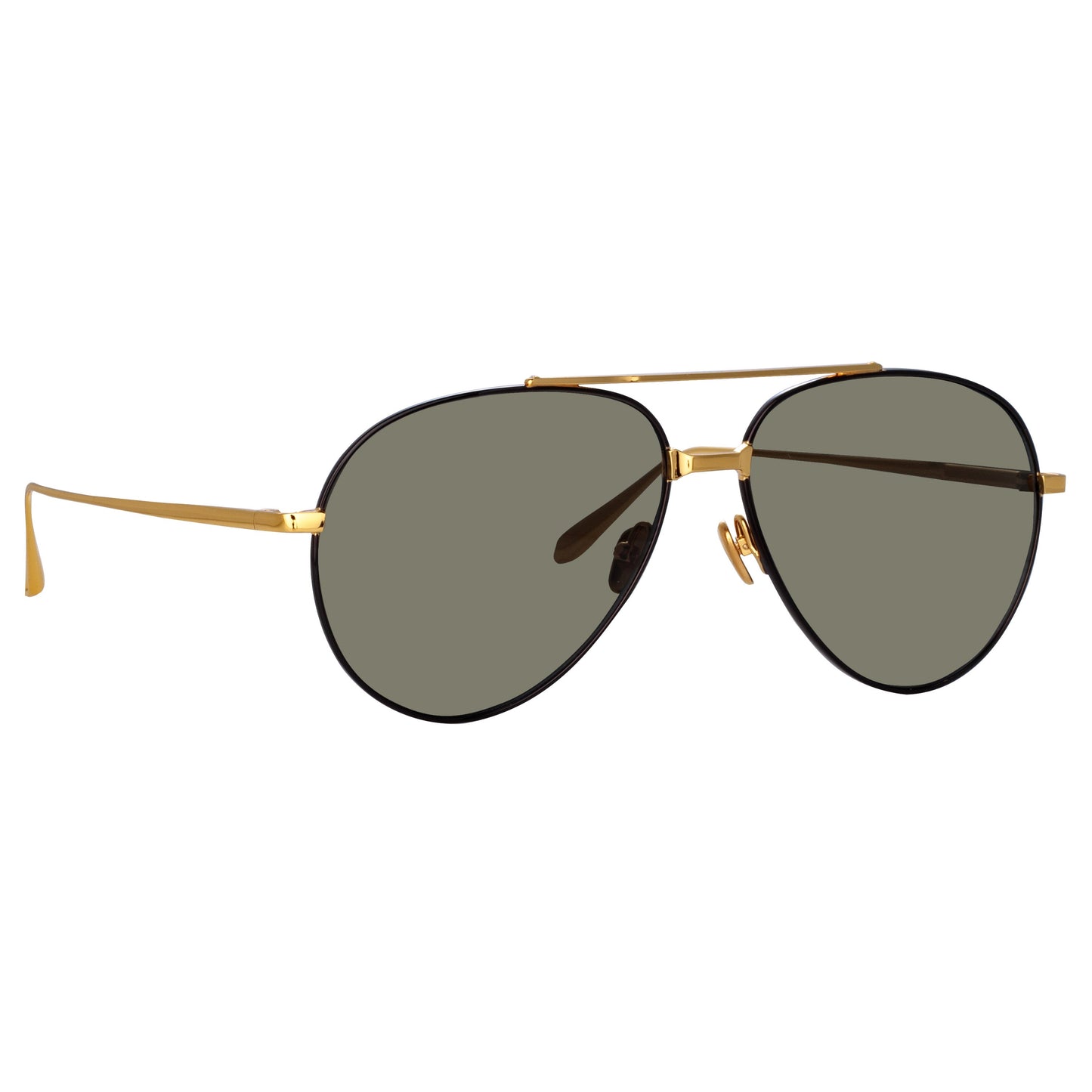 Linda Farrow Marcelo Aviator Sunglasses in Black and Yellow Gold C1 61