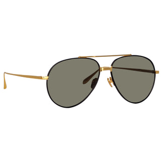 Linda Farrow Marcelo Aviator Sunglasses in Black and Yellow Gold C1 61