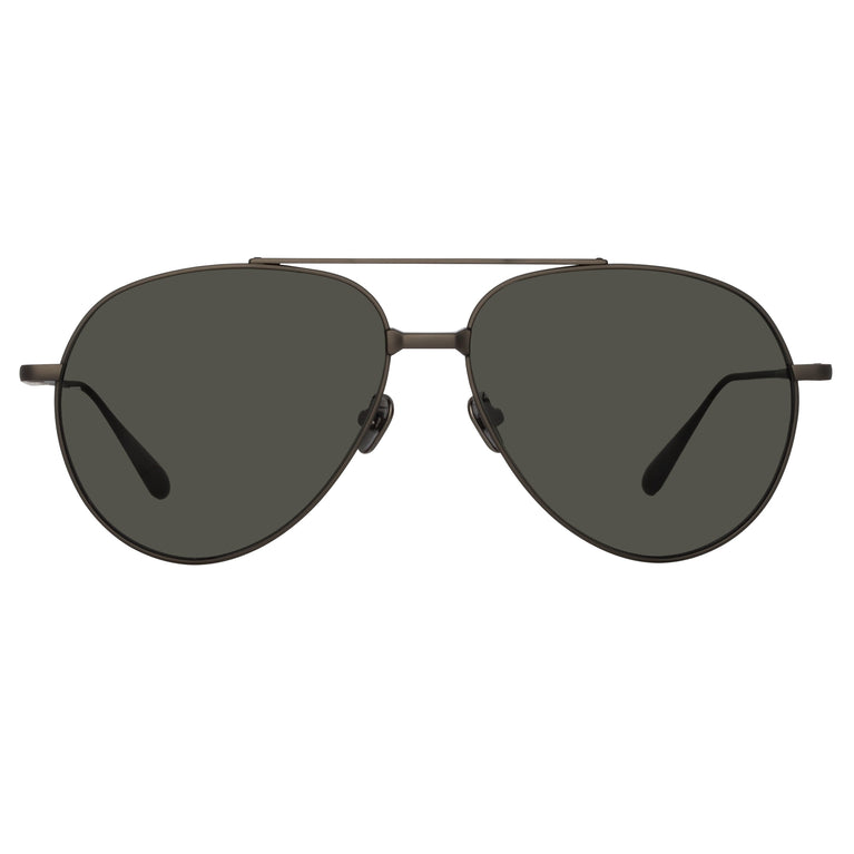 Linda Farrow Marcelo Aviator Sunglasses in Matt Nickel C5 61