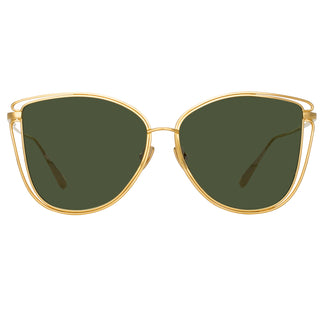 Linda Farrow Dinah Cat Eye Sunglasses in Yellow Gold C3 59