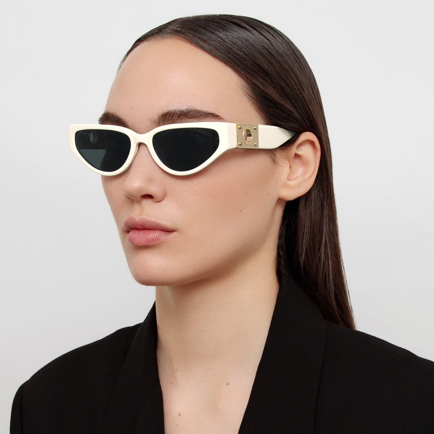 Linda Farrow Tomie Cat Eye Sunglasses in White C2 57