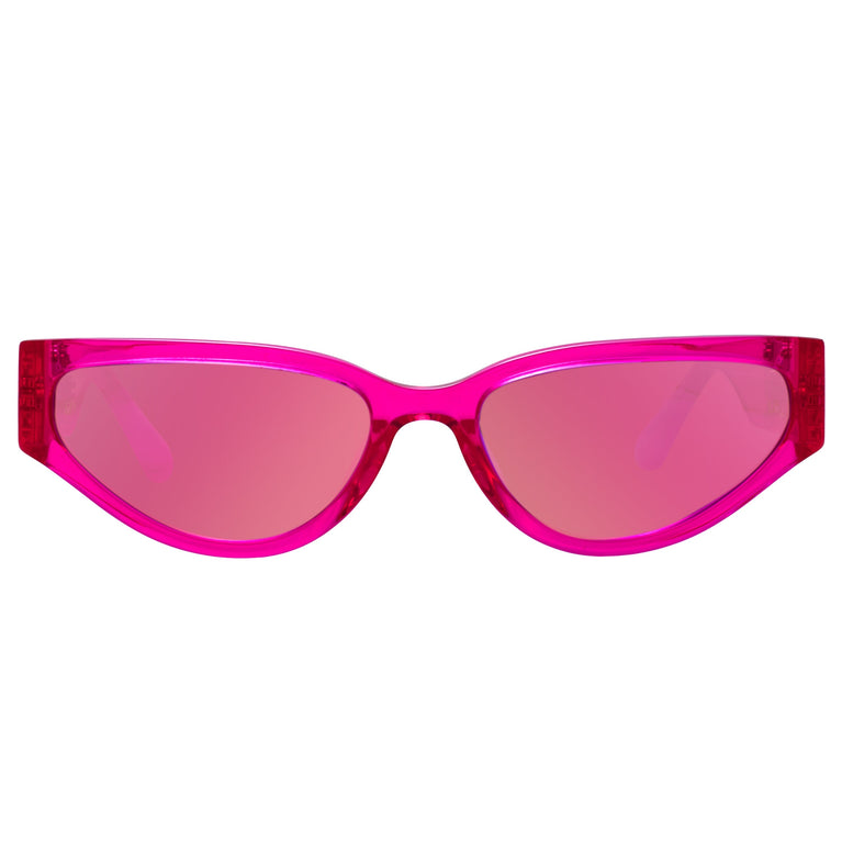 Linda Farrow Tomie Cat Eye Sunglasses in Neon Pink C4 57