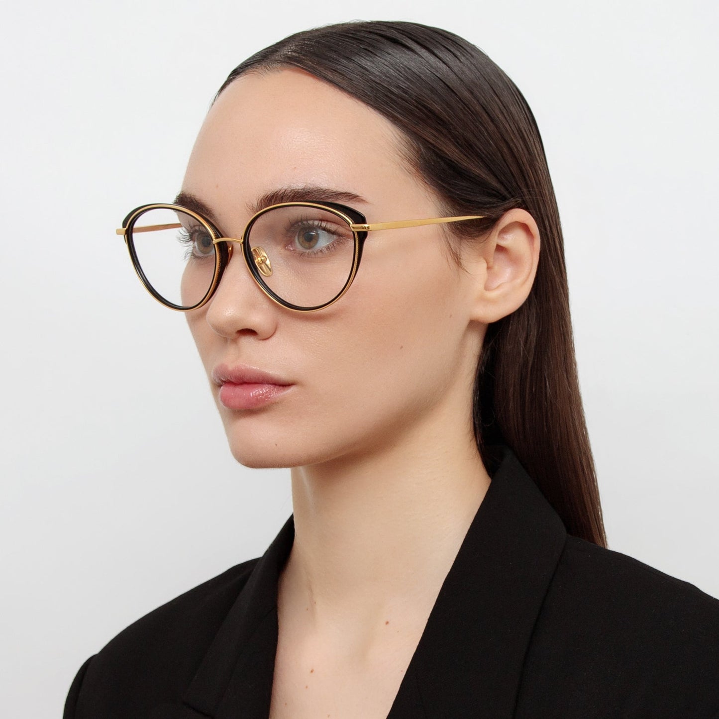 Linda Farrow Song Cat Eye Optical Frame in Yellow Gold C4 59