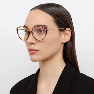 Linda Farrow Song Cat Eye Optical Frame in Tortoiseshell C5 59