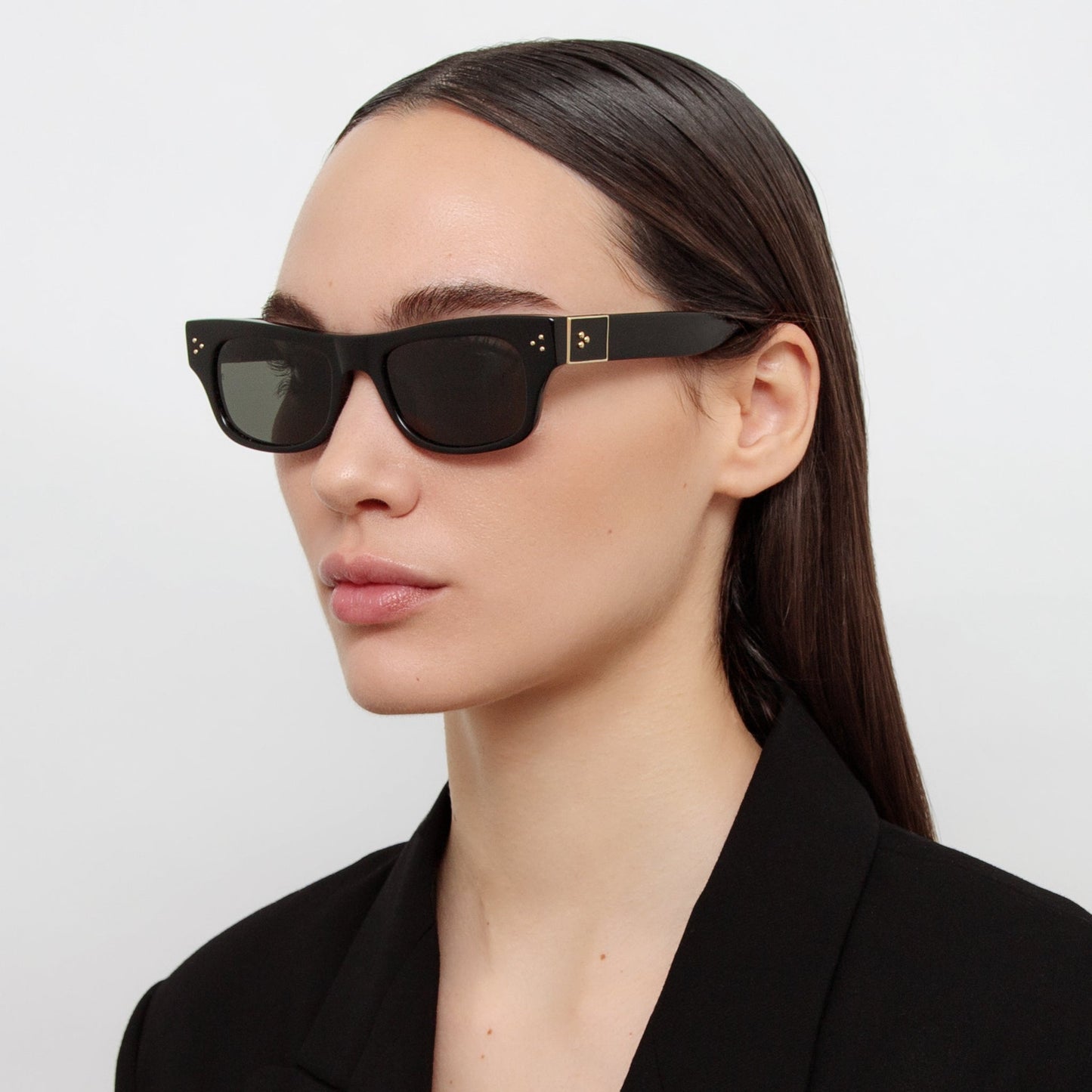 Linda Farrow Falck Rectangular Sunglasses in Black C1 51