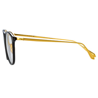 Linda Farrow Park Optical D-Frame in Black and Yellow Gold C1 52