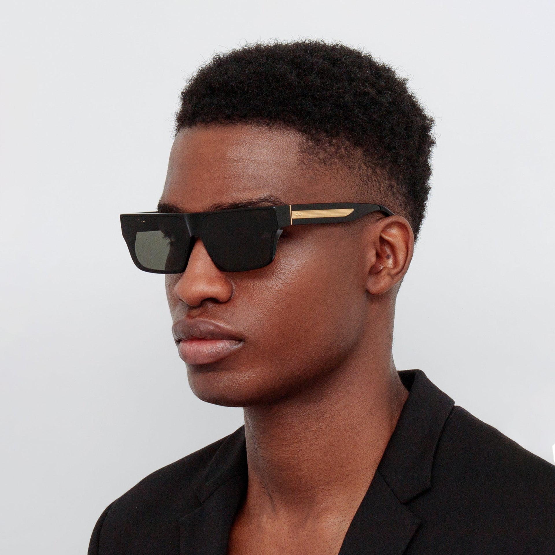 Linda Farrow Men's Brady Flat Top Sunglasses in Black C1 63