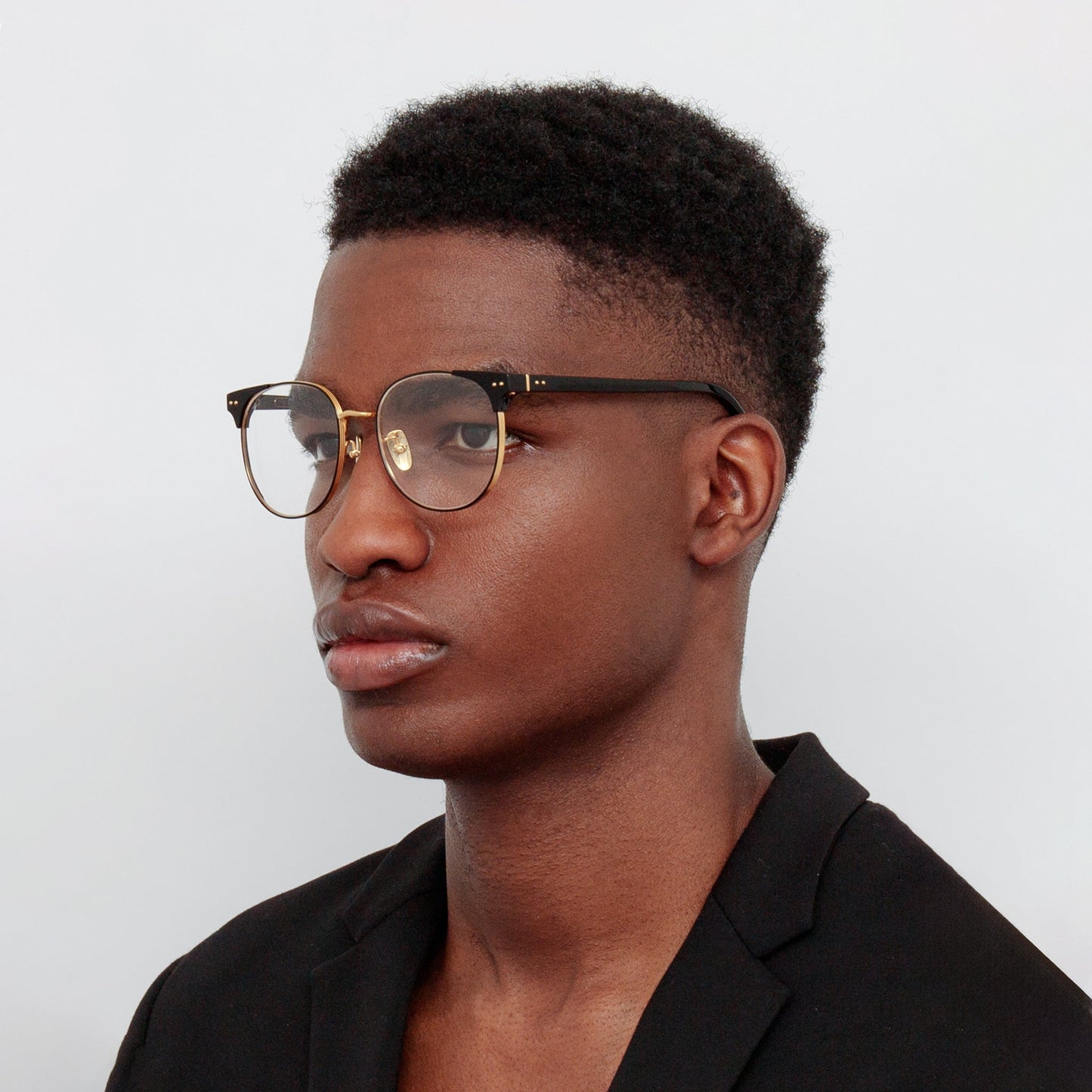 Linda Farrow Spence Oval Optical Frame in Black and Yellow Gold C1 53