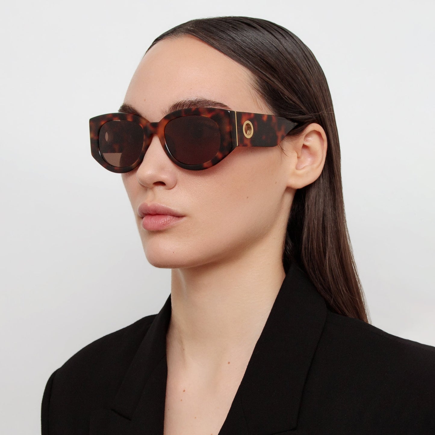 Linda Farrow The Debbie | D-Frame Sunglasses in Tortoiseshell (C2) C2 54