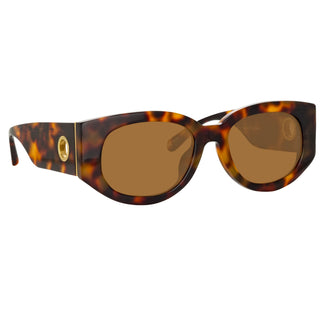 Linda Farrow The Debbie | D-Frame Sunglasses in Tortoiseshell (C2) C2 54