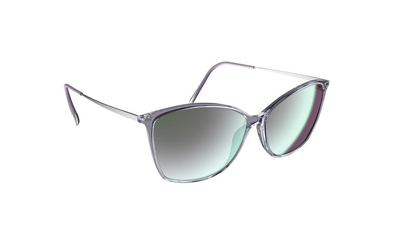 Occhiali Da Sole Silhouette Titan Breeze 8716 - Argento E Lenti Turchesi Specchiate