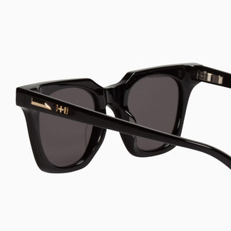 Valley Eyewear Dylan Kain Gloss Black w. 24k. Gold Metal Trim Black Lens 48