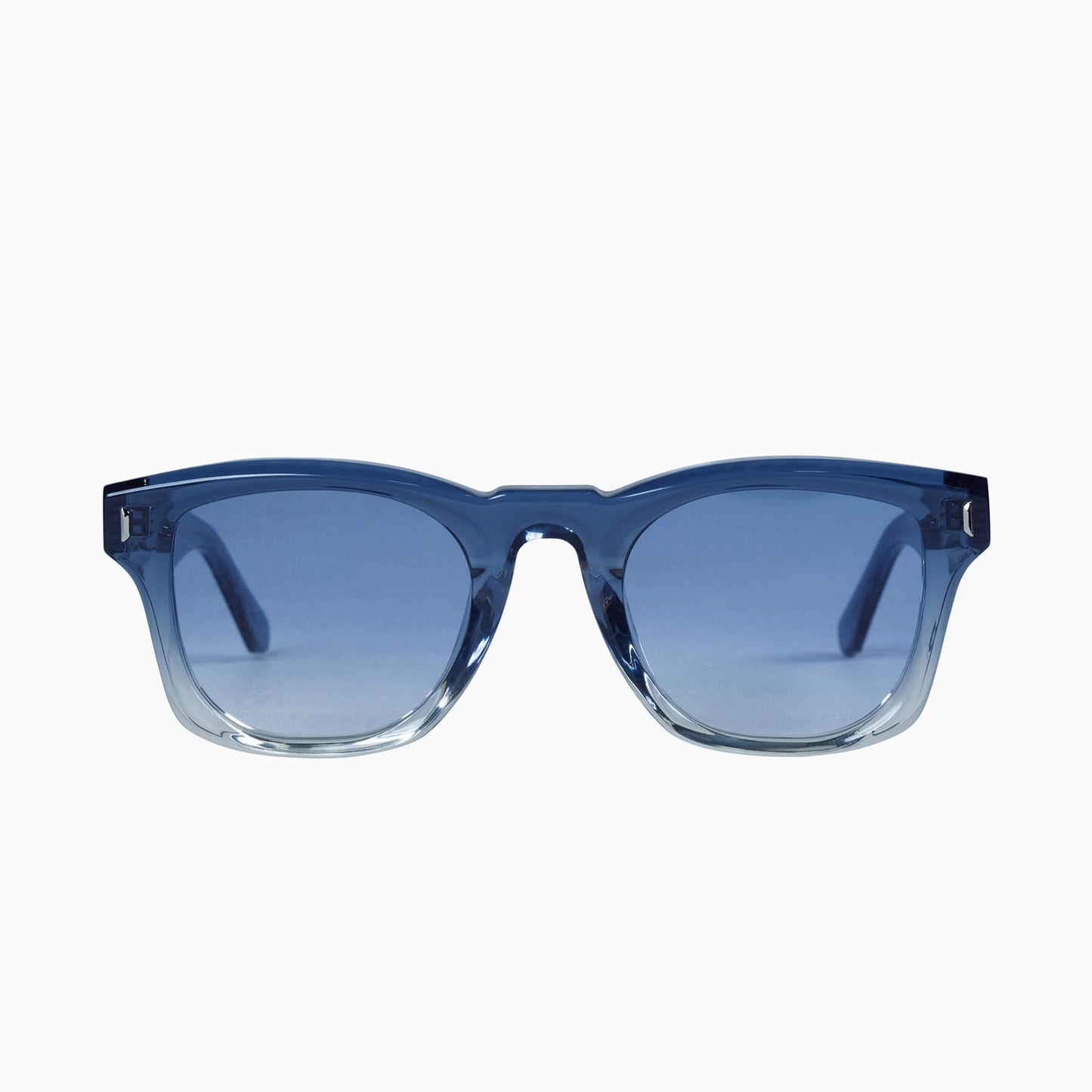 Valley Eyewear Solomon Transparent Blue Fade to Crystal w. Silver Metal Trim Blue Gradient Lens 49