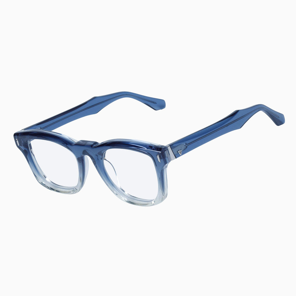 Valley Eyewear Solomon Transparent Blue Fade to Crystal w. Silver Metal Trim Clear 49